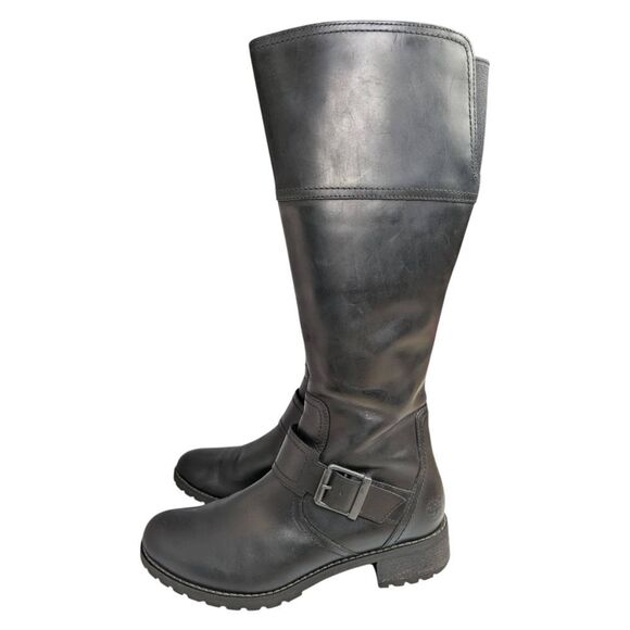 Timberland Bethal Buckle Black leather Knee High Boots Womens 7 - Picture 3 of 9